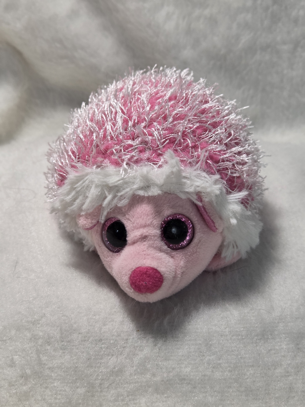 MRS PRICKLY Ty Beanie Babies Pink Hedgehog Plush 6" White Trim NO HANGTAG